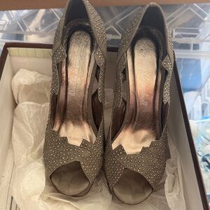 Jeffrey Campbell Turner Studded Peep-Toe Heels in Taupe